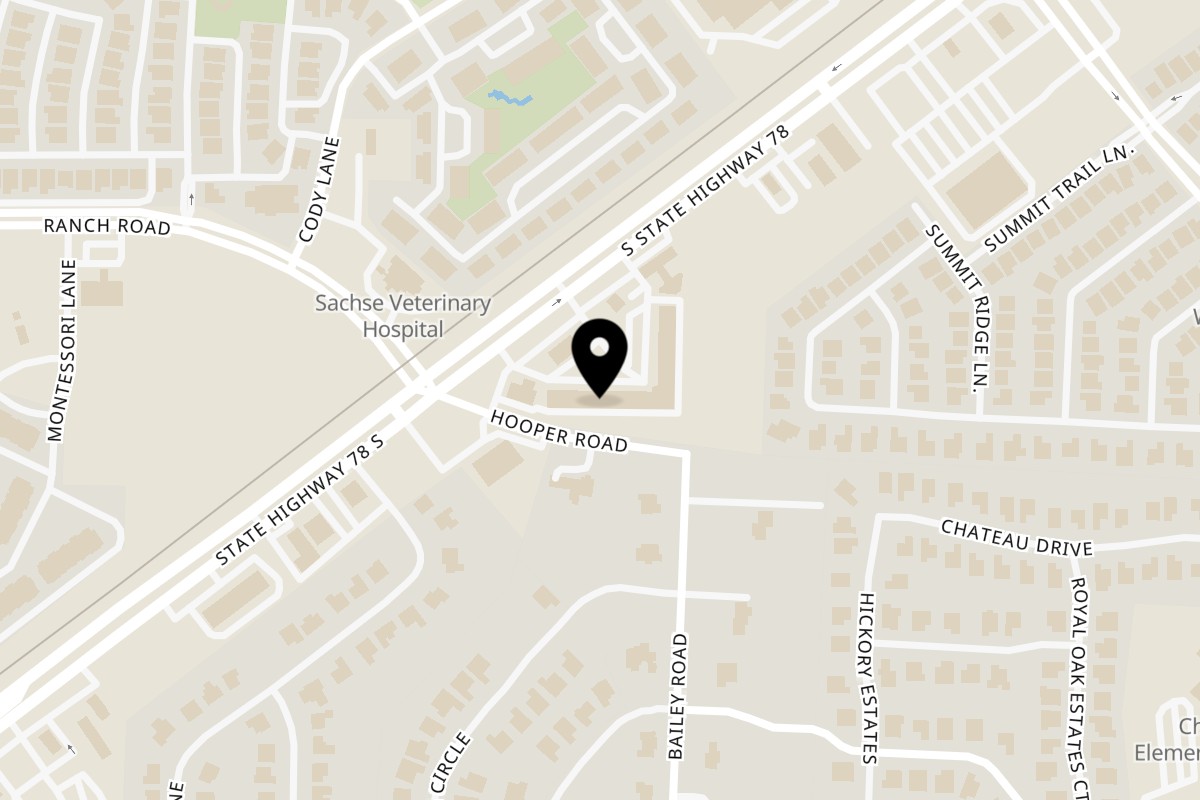 Map showing the location of Primo Brothers Pizza Sachse on 7340 S State Hwy 78 in Sachse